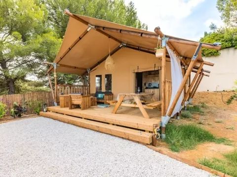 TENTE TOILE ET BOIS 4 personnes - Woody Lodge 3 Pièces 4 Personnes