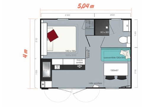 MOBILE HOME 4 people - COMFORT MOBILE-HOME WITHOUT AIR CONDITIONING 1 Bedroom 18 m² (without air conditioning)