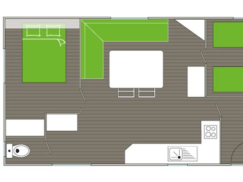 MOBILE HOME 6 people - 2-bedroom STANDARD MOBILE HOME WITHOUT AIR CONDITIONING, 25m², ideal