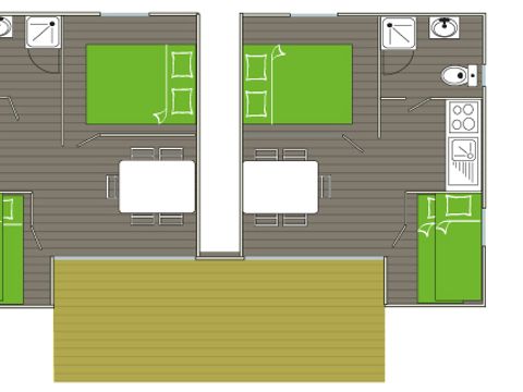 CHALET 8 people - CHALET STANDARD DOUBLE TWIN WITHOUT AIR CONDITIONING 4 bedrooms, 35 m², 2 bedrooms, 2 bathrooms