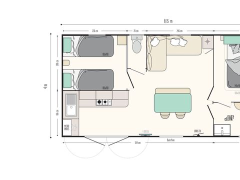 MOBILHOME 4 personnes - Mobil-home Seychelle 28.90m2 - 2 chambres 4 pers