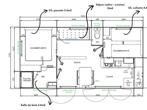 MOBILE HOME 4 people - Homeflower Premium 29m² (2 bedrooms)