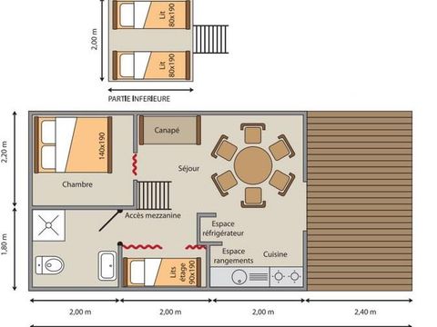 TENTE TOILE ET BOIS 5 personnes - Cabane du Trappeur 24m² CONFORT 2 chambres + climatisation