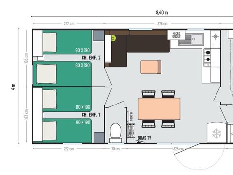 MOBILE HOME 6 people - PREMIUM 3 BEDROOMS