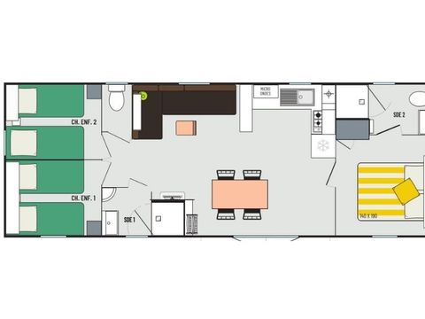 MOBILE HOME 6 people - Confort+ sleeps 6 3 bedrooms 2 bathrooms 40m² living area