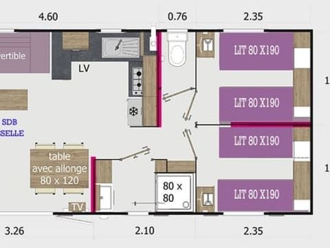 MOBILHOME 6 personnes - 766 : 3 chambres 2 SDB - Chez Nathy