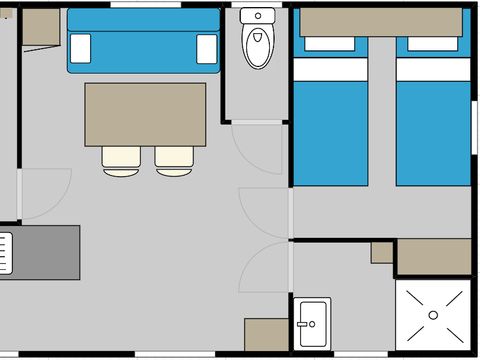 MOBILE HOME 4 people - Premium 2-bedroom air-conditioned cargolade