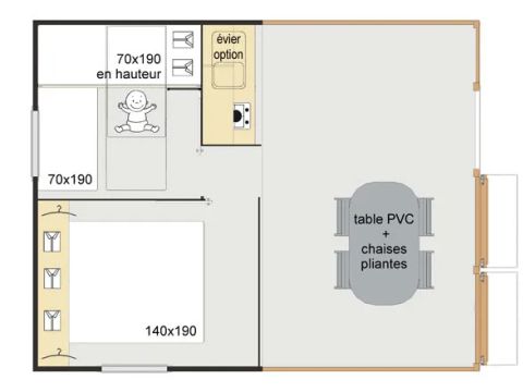 CHALET 4 people - Cabane Tithome 20m², 2 bedrooms (without bathroom) 4 pers.