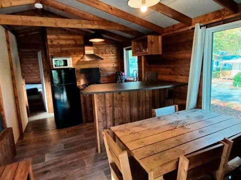 TENTE TOILE ET BOIS 5 personnes - Lodge Confort 3 Pièces 5 Personnes + TV