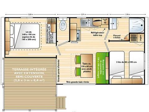 MOBILHOME 4 personnes - Essentiel 2 chambres