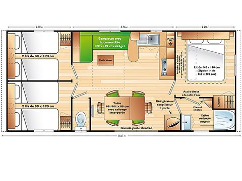 MOBILHOME 6 personnes - Tribu 3 chambres