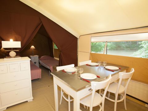 TENTE TOILE ET BOIS 4 personnes - LODGE NATURE - sans sanitaires 20 m²