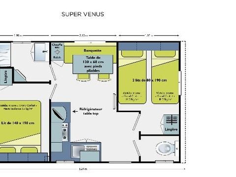 MOBILE HOME 4 people - Mobil Home STANDARD 2 BEDROOMS (24m2) + semi-covered terrace + air conditioning + television