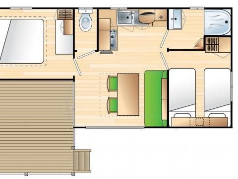 MOBILHOME 4 personnes - Mobil home CONFORT 2 CHAMBRES 7.5mx4m (28-30m2) + terrasse semi couverte + climatisation + télévision