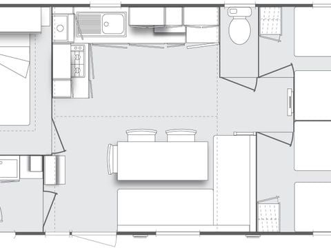 MOBILHOME 6 personnes - Mobil home CONFORT 3 CHAMBRES 8.60m x 4m (34m²) + terrasse semi couverte + climatisation + télévision