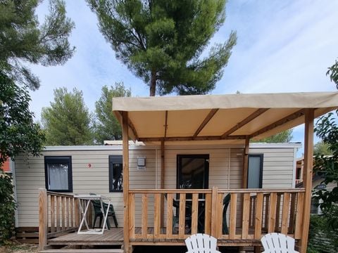 MOBILE HOME 6 people - 3 BEDROOM COMFORT mobile home 8.60m x 4m (34m²) + semi-covered terrace + air conditioning + television