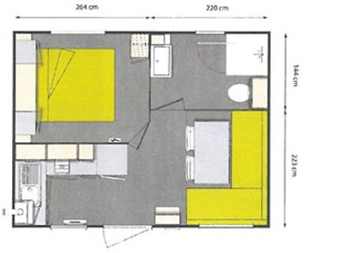 MOBILHOME 2 personnes - Mobil-home Confort  18m² - 1 Chambre + TV + Clim