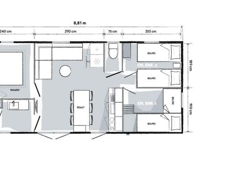 MOBILHOME 6 personnes - Mobil Home Premium Plus 33m²- 3 chambres