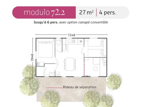 MOBILE HOME 5 people - Mobil Home Prestige - 27m² 2 bedrooms (Air conditioning, TV, LV) -