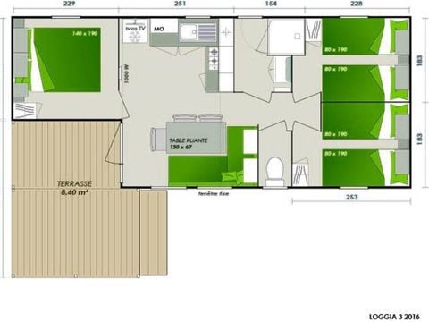 MOBILHOME 6 personnes - Mobil-home | Comfort | 3 Ch. | 6 Pers. | Terrasse simple | Clim.