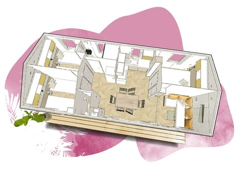 MOBILHOME 6 personnes - NEW 2023// Mobil-Home Premium 33m² 3 Chambres + Terrasse couverte + TV + LV