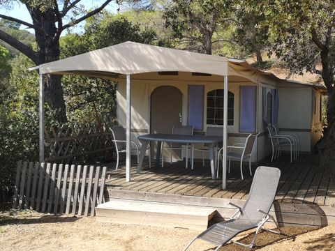 BUNGALOW TOILÉ 4 personnes - TENTE LODGE VUE MER ,  2 Chambres , cuisine équipée , terrasse bois , coin repas