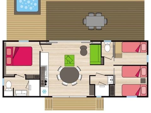 MOBILHOME 6 personnes - Premium - Le Caroux - 40 m2 - 3 ch - 2 sdb - spa - samedi