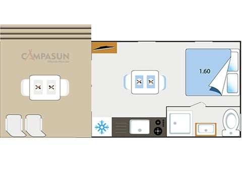 MOBILHOME 2 personnes - Mobil Home Key Westotel 20m² -  1 chambre + TV +Clim