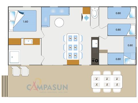 MOBILHOME 6 personnes - Mobile home Verdon - 33 m² - 3 chambres + TV + A/C