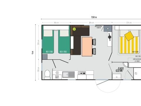 MOBILE HOME 4 people - Mobil home Premium Mercure 26m² (2 bedrooms) + TV + Air conditioning + Covered terrace