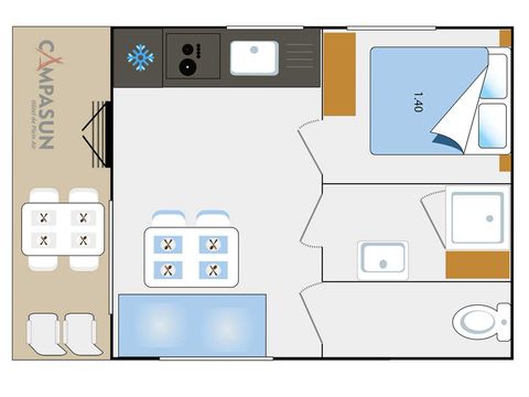 MOBILHOME 3 personnes - Mobill home Esparron 1 chambre