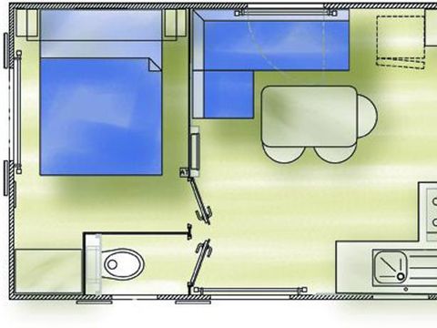 MOBILHOME 4 personnes - MOBIL HOME Confort Climatisé - 2 ch - 3.40 x 7.80m / Chêne Vert