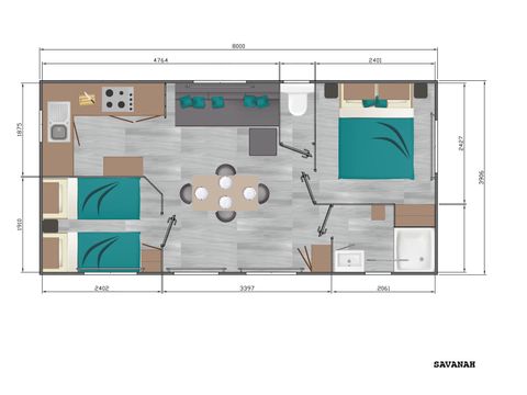 MOBILE HOME 4 people - Confort Plus Air-conditioned - 2 bdrms - 4 x 8.20m / Jasmin and Mimosa