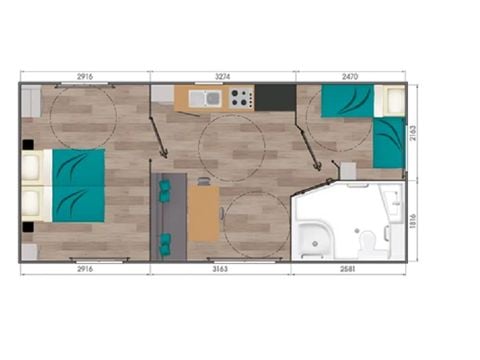 MOBILHOME 4 personnes - Confort+ 2 Chambres 4 Personnes PMR