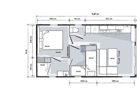 MOBILHOME 5 personnes - Mobil-home Confort Bay - 2 chambres