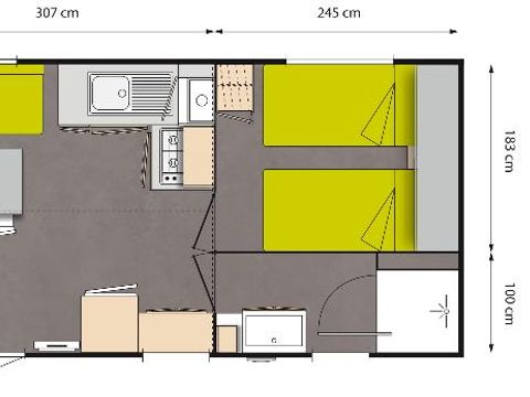 MOBILE HOME 4 people - Comfort 2 bedrooms + TV