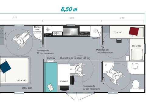 MOBILE HOME 4 people - Comfort - 2 rooms PMR