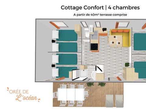 MOBILHOME 8 personnes - Cottage Confort 4 chambres