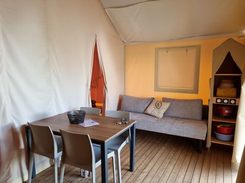 TENTE TOILE ET BOIS 4 personnes - Tente Lodge 2 chambres avec terrasse bois 26m²