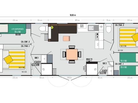 MOBILHOME 8 personnes - EDEN Resort - 4 chambres 2sdb 8 Pers