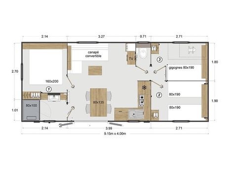 MOBILE HOME 6 people - Premium - 3 bedrooms