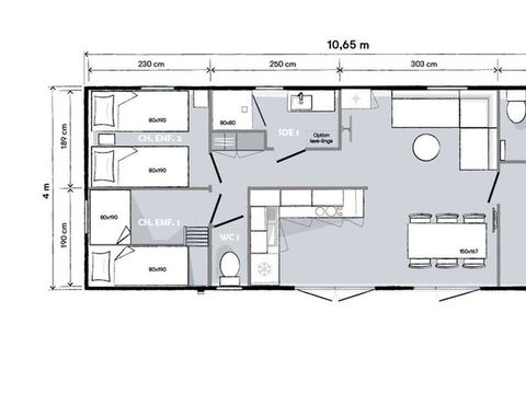 MOBILHOME 6 personnes - Mobil home - 40m² - 3 chambres - terrasse couverte -