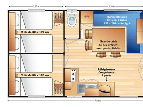 MOBILHOME 7 personnes - Carnac CONFORT 32m² (3ch-6/7pers) + Terrasse couverte + TV Arrivée Mercredi