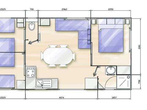 MOBILE HOME 6 people - Standard 32m² (3 bedrooms) + uncovered terrace 10m² + TV