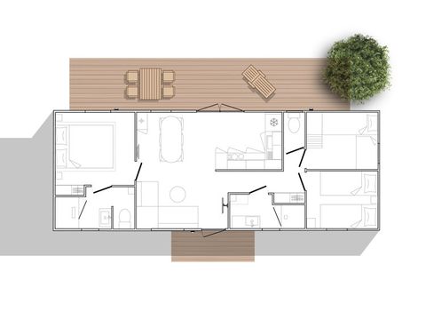 MOBILHOME 7 personnes - Hébergement Coté jardin 3 chambres