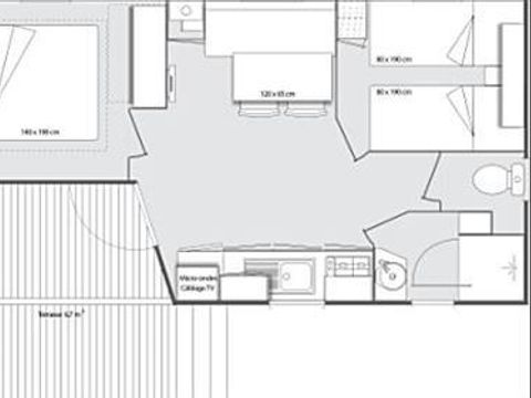 MOBILHOME 4 personnes - SAMOA 29m² - 2 chambres - Terrasse semi couverte