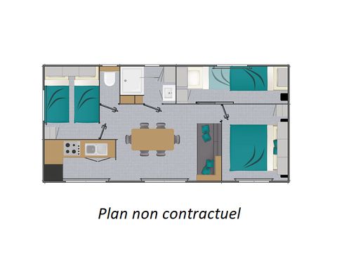 MOBILHOME 6 personnes - Grand Large 34m² (3 chambres) + terrasse