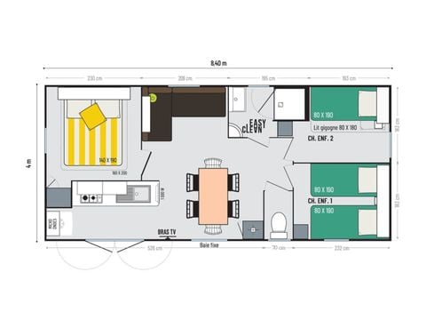 MOBILHOME 6 personnes - MOBIL HOME CONFORT 6 PLACES DIM