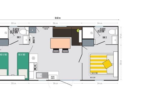 MOBILE HOME 4 people - 2 bedrooms Aqua 2 bathrooms