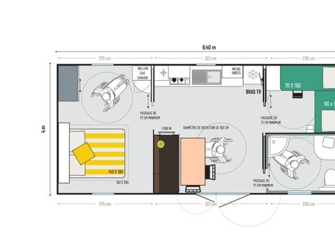 MOBILE HOME 4 people - 2 PMR (People with Reduced Mobility) rooms